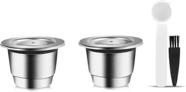 Kit 2 Cápsulas Inox Reutilizáveis Nespresso + Acessórios