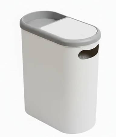 Lixeira Banheiro 10L Tampa Pressão - Compacta PP Compartimento Extra Branca