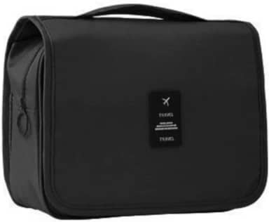 Bolsa Necessaire Maquiagem Cosméticos Viagem Com Divisória e Cabide para Pendurar Organizador de Maquiagem Shampoo Perfumes Higiene Pessoal (Preto)