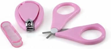 Conjunto de Cortador De Unhas Para Bebê Kit Com 2 Peças 1 Cortador e 1 Tesoura 18cm x 11cm x 1cm (ROSA)