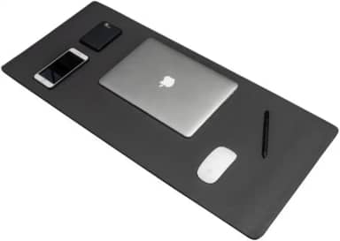 Mouse Pad 60x30cm KingPad Couro Ecológico Preto – Desk Pad Antiderrapante para Escritório, Home Office e Estudo – Tapete de Mesa Resistente à Água