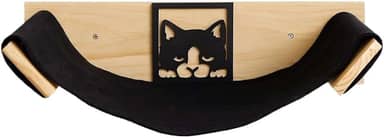 Cama de parede para gatos, Cama Pet Suspensa, madeira de pinho, rede preta