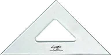 Esquadro Isósceles 45° de 21 cm sem Escalas, Trident, 2521, Acrílico Cristal