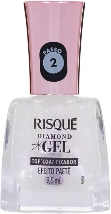 Top Coat Fixador Efeito Paetê Risqué Diamond Gel 9,5ml