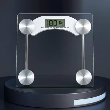 Balança Corporal Premium Digital de Vidro Temperado Transparente até 180kg com Display Automática Precisa Fitness Saúde Academia Banheiro Casa Pesagem Inteligente Peso Leve Moderna Inteligente Prática