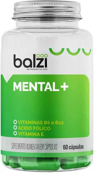 Mental+ Balzi | Suplemento para Memória, Foco e Desempenho Cognitivo com Fosfatidilserina, Colina, Cafeína e Taurina – 60 Cápsulas