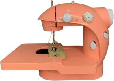 Mini Máquina De Costura Portátil Com Mesa Extensora Cor Rosa A Pilha Luz de LED e Cortador de Linha Com Pedal 2 velocidades Fácil de carregar Pequena Compacta Multifuncional Doméstico Para Iniciantes