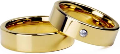 Par Alianças Banhada Ouro18k Reta 6mm c/Zircônia Tungstênio Tamanho:6mm;Cor:Dourado