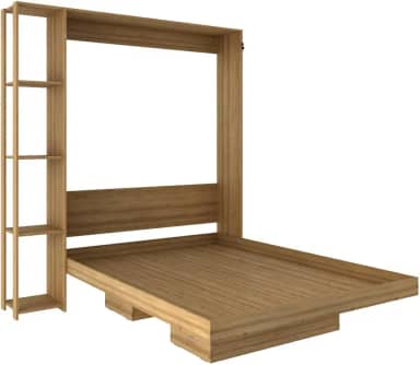 Cama De Casal Articulável Multifuncional Vertical com Nichos Cor: Amêndoa