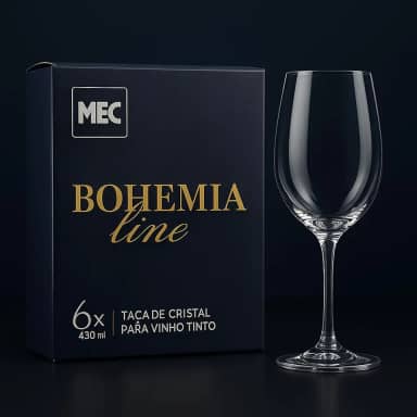 Taças de Cristal Bohemia 430 ml para Vinho – Jogo com 6 Unidades | Haste Inteiriça, Alto Brilho, Borda Fina, Cristal Premium | Resistentes, Elegantes e Ideais para Mesa Posta e Restaurantes