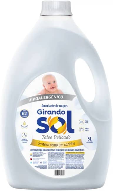 Girando Sol Amaciante Tradicional Hipoalergênico Talco Delicado 5L
