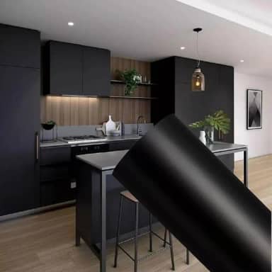 Papel de Parede Adesivo Preto Decorativo 5 metros = 1 Rolo de 5m X 45cm Para Parede Móveis Geladeiras Eletrodoméstico