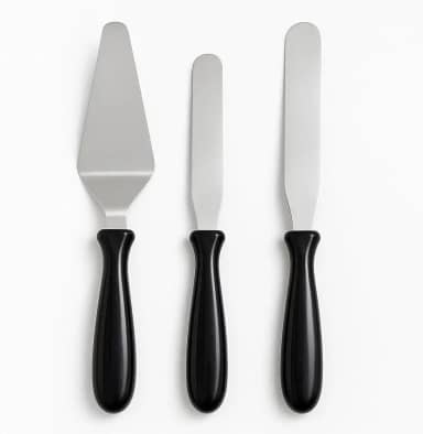 Kit com 3 Espátulas para Confeiteiro em Aço Inox Espátulas de Confeitaria para Alisar, Rechear e Servir Bolos e Tortas