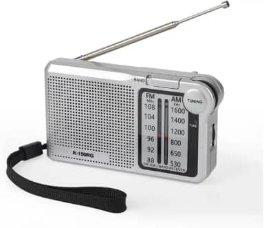 Rádio Portátil AM/FM, 2 Bandas, Recarregável USB Tipo-C, Entrada para Fone de Ouvido - Premium