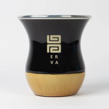 Cuia para Chimarrão Erva, Preto e Madeira, Design Moderno, Acabamento Premium