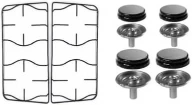 2 Grelhas Grades Serve Para Fogao Esmaltec Agata Sem Pino + 2 Espalhadores sendo 2 Grandes e 2 Pequenos + 2 Queimadores sendo 2 Grandes e 2 Pequenos
