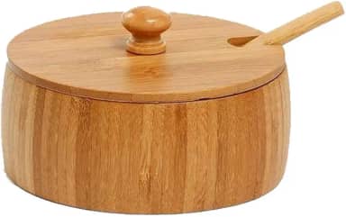 Mimo Style Saleiro de Cozinha Com Tampa Ecokitchen, Produzido em Bambu, Resistente, Durável e 100% Ecológico. O Conjunto Conta Com Uma Colher Que Permite Polvilhar A Farinha