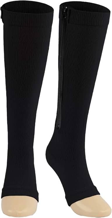 Meia de Compressão Com Ziper Tratamento De Varizes E Trombose, Sem Ponteira, Elástica Tamanhos M/G