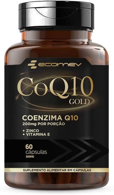 Coenzima Q10 Gold 200Mg De CoQ10 Pura + Vitamina E + Zinco 60 Cáps - Ecomev