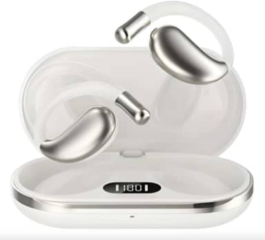 Fone De Ouvido Sem Fio De Condução Óssea TWS, Com Display Digital, Bluetooth, Resistente à Água, Esportivo, Ideal Para Corrida Academia (Branco)