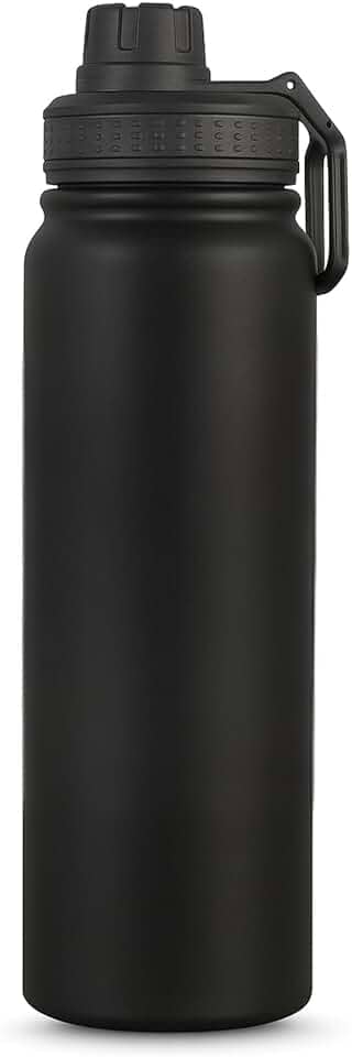 Garrafa Térmica 800ml de Inox, Parede Dupla, Isolamento a Vácuo, Bico Antivazamento, Com Alça, Mantém Quente e Gelado (Preta)