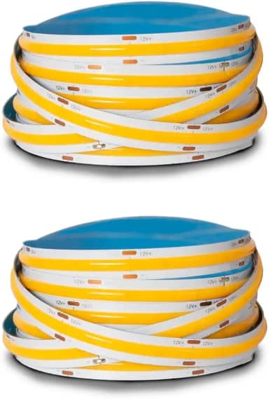 Kit 2x Fita de LED COB 360 LEDs 12V 3000K IP20 75W 5 Metros Cada
