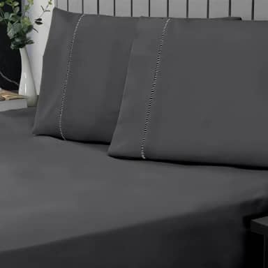 Jogo de Cama King Percal 400 Fios Ponto Palito 03 Peças, Antiácaro, Anti-pilling com Toque Macio - Chumbo