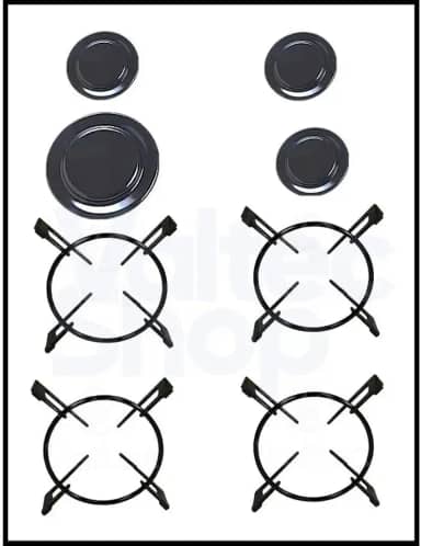 Kit Fogão Trempe Espalhadores Cooktop - 1 Grande e 3 Médios