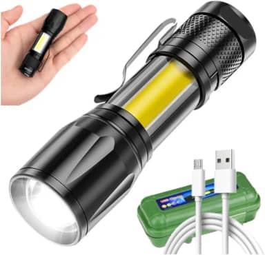 Lanterna Tática LED Recarregável USB – Mini Lanterna,Super Forte, Alumínio, 3 Modos de Iluminação, Compacta e Resistente para Camping, Aventura e Atividades ao Ar Livre