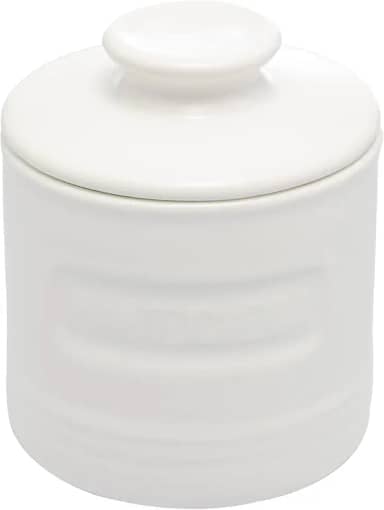 WOLFF - Manteigueira Francesa de Cerâmica com Tampa Branca Matte 8cm x 8cm x 9cm