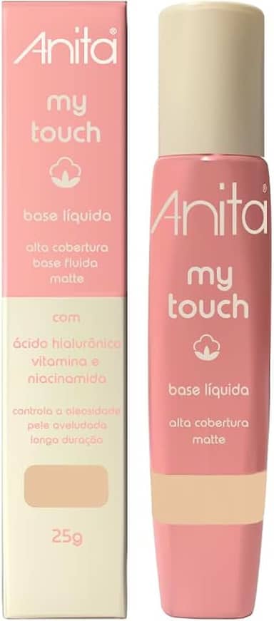 Base Líquida Matte Anita - Alta Cobertura, Controla Oleosidade, Longa Duração, Cor 03 - Maquiagem Facial Profissional