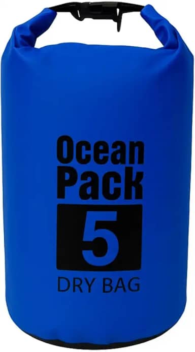 Saco Estanque Dobrável 5 Litros Impermeável com Alça Ajustável Prova D'Agua Mergulho Pescaria Saco Mochila