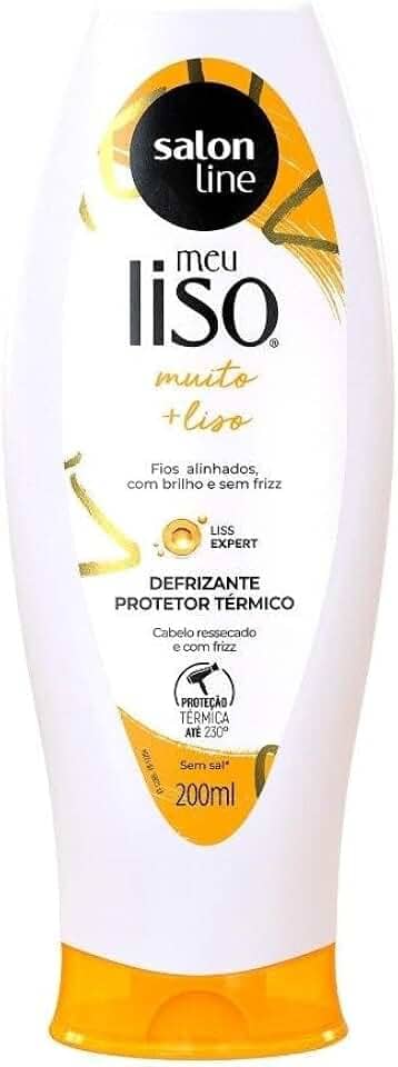 Salon Line, Defrizante Protetor Térmico, Meu Liso Muito + Liso, Vegano - Para Cabelos Lisos Naturais, Alisados ou Relaxados, 200 ml
