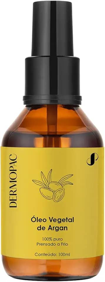 Óleo Vegetal de Argan 100% Puro Cabelo Capilar Pele Facial Corporal, Prensado a Frio, Dermopac 100ml