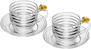 LYOR - Xícara de Chá com Pires Little Bee 200ml de Cristal Ecológico