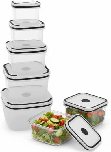 Potes Hermeticos Plásticos Transparente MTS | Retangular e Quadrado | Varios Tamanhos 490ml a 2900ml | Livre de BPA, Resistente, Ideal para Freezer, Microondas e Lava-loucas (5, Quadrado)