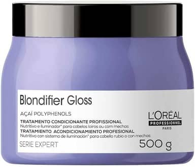 L'Oréal Professionnel Máscara Capilar Blondifier Gloss, Restaura e Ilumina os Fios, Para Cabelos Loiros e Descoloridos, Cabelos Nutridos e Tons Amarelados Neutralizados, 500g