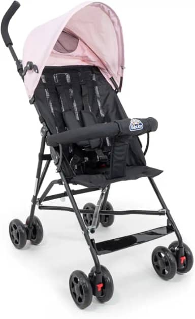 Carrinho de Bebê Guarda-Chuva Leve, Dobrável, Estrutura em Aço, Cinto de Segurança, Confortável, Fácil Transporte, Ideal para Passeios e Viagens Mega Compras Rosa