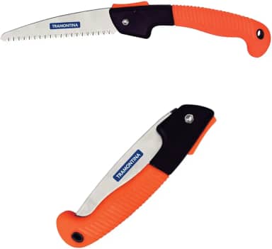 Serrote De Poda Dobrável 7" 180mm Profissional Aço Tramontina Serra de Podar com 7 Polegadas Dobrável Tramontina Lâmina de Aço Serrote Podador de Galhos 7" 180mm Dobrável Cabo Plástico Emborrachado