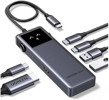 UGREEN Uno Hub USB C, 6 em 1 Robot Adaptador USB C 3.2 Gen 2 com HDMI 4K 60Hz, 2*USB e 2*USB C 10Gbps, PD 100 W Compatível com MacBook Pro Air Surface Chromebook DELL XPS e Mais Dispositivos Tipo C
