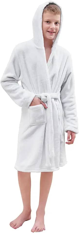 Roupão de lã Umeyda com capuz para meninas, roupão de banho estampado quente para crianças, roupão de banho feminino macio e felpudo para presentes