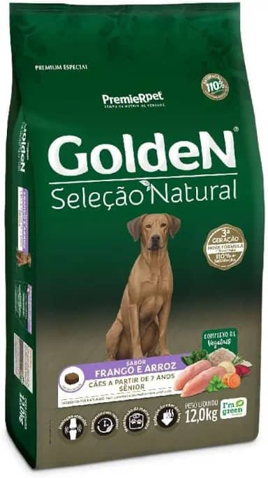Ração Golden Seleção Natural Cães Medio e Grande Porte Sênior 12kg