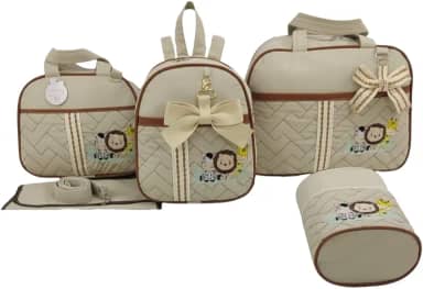 BOLSA MATERNIDADE 5 PEÇAS SAFARI BABY MENINO (Bege)