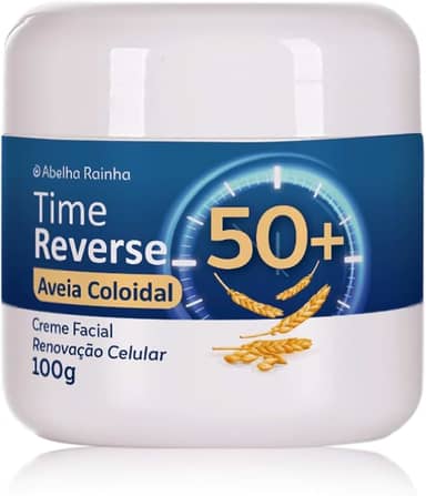 Abelha Rainha Time Reverse 50+, Creme Facial Renovação Celular com Aveia Coloidal, Ácido Glicólico e Vitaminas A e E, 100g