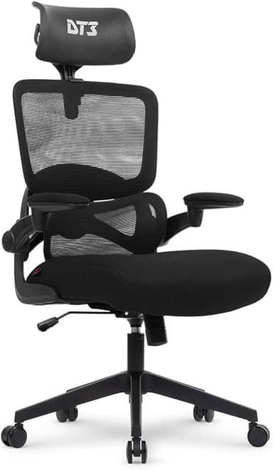 Cadeira Gamer DT3 GTL, ergonomica revestimento tecido Max2Weave™ + Mesh DT3 Vintex-Y™, apoio cabeça 2D, Braço retrátil ate 90º+rotação de até 180°, suporta até 110kg e altura máx. de 1,80m (Black)