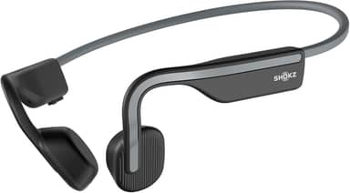 SHOKZ OpenMove – Fones de ouvido esportivos Bluetooth abertos, fones de ouvido sem fio de condução óssea, à prova de suor para corrida e exercícios, com pacote de adesivos, cinza
