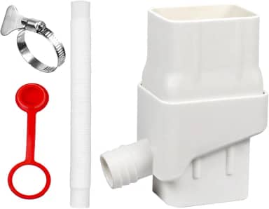 Sistema de de água da chuva Conector do coletor de água da chuva para calhas com mangueira Desviador de água da chuva para paisagismo de, BRANCO