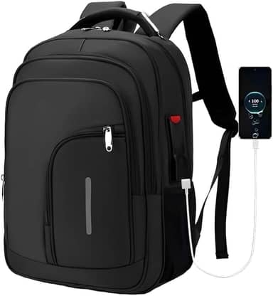 Mochila Masculina Executiva Grande Reforçada para Notebook Trabalho, Viagem e Escola Design Antifurto, Impermeável, com Cabo Reforçado, Saída USB e Fone, Conforto Segurança e Durabilidade, Unissex