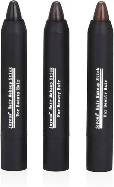 Joyous Canetas de giz de cabelo profissional para coloração temporária de cabelo, cor de cabelo não tóxica, capa de lápis de cor de cabelo branco (preto marrom escuro-café), pacote com 3