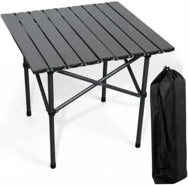 Mesa Dobrável para Camping 53x55x49cm Portátil Suporta até 30kg Estrutura em Metal Compacta e Leve 0011 (Preto)